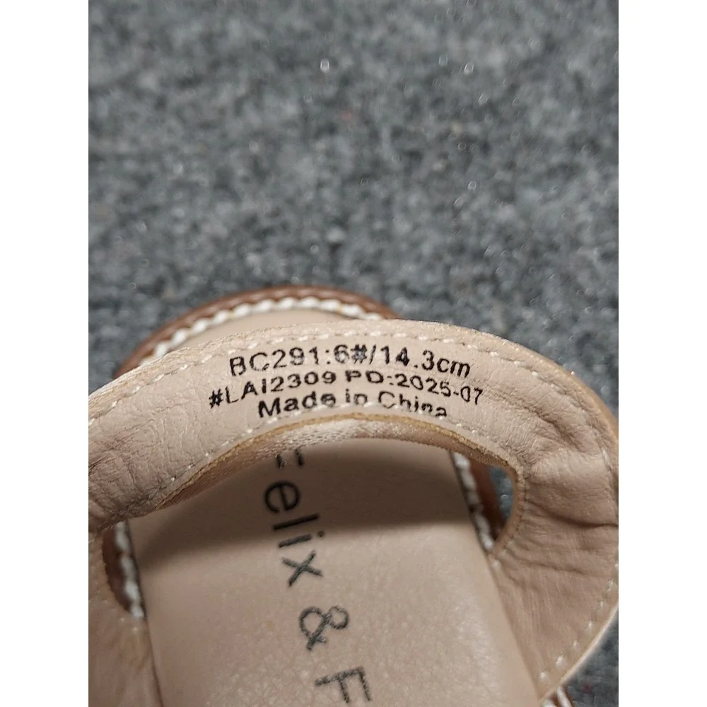 Felix & Flora Toddler Sandals 6 Beige Bow Straps Open Toe Lightweight Outdoor